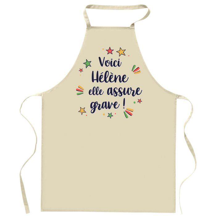 Tablier de cuisine - Hélène elle assure grave ! - Impression bretonne - Coton résistant - Imprimé en France