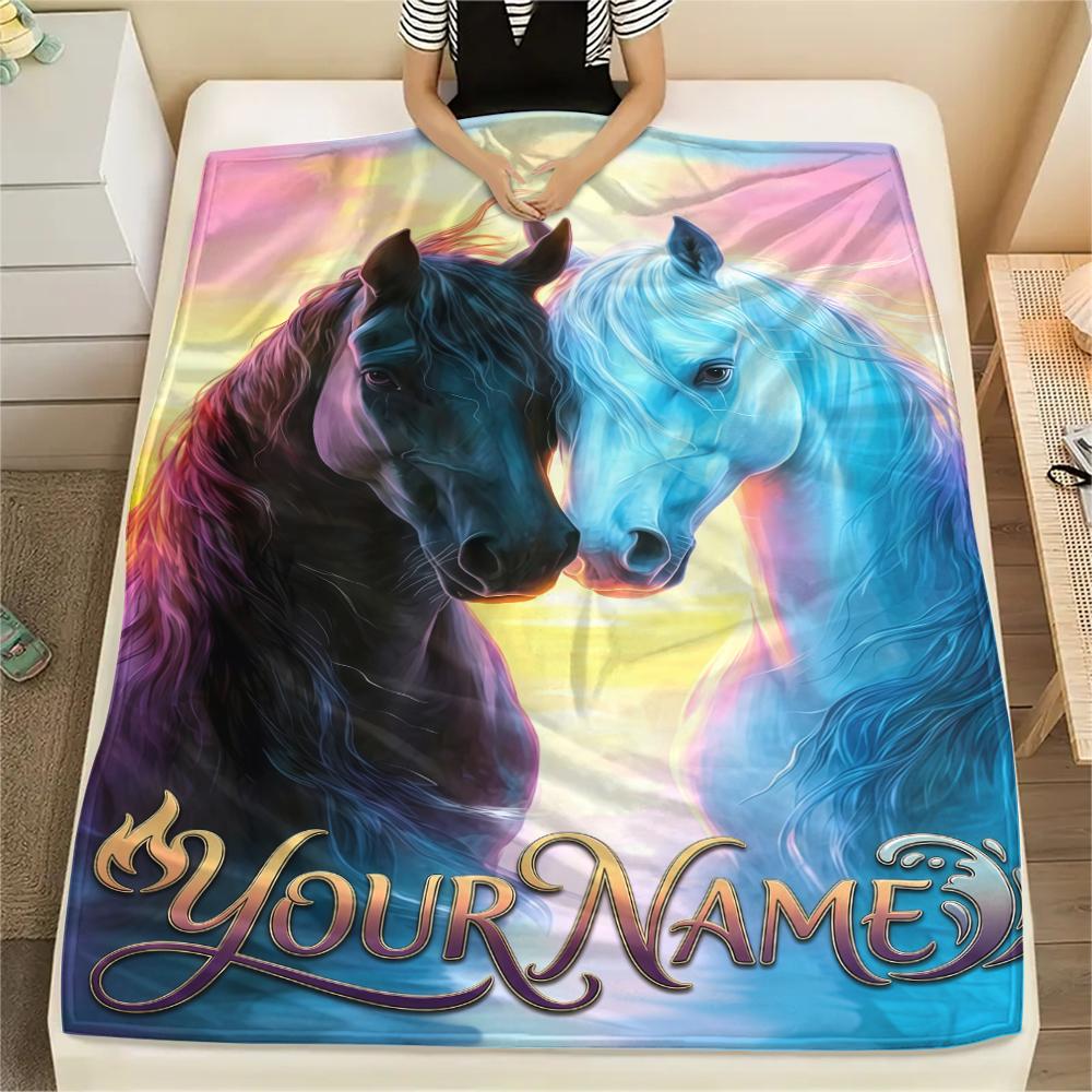 1PC Custom Name Unicorn Fantasy Garden Patterned Flannel Blanket Suitable For All Seasons for Home Decor Warmth and Comfort Gifts Holiday Present_lx