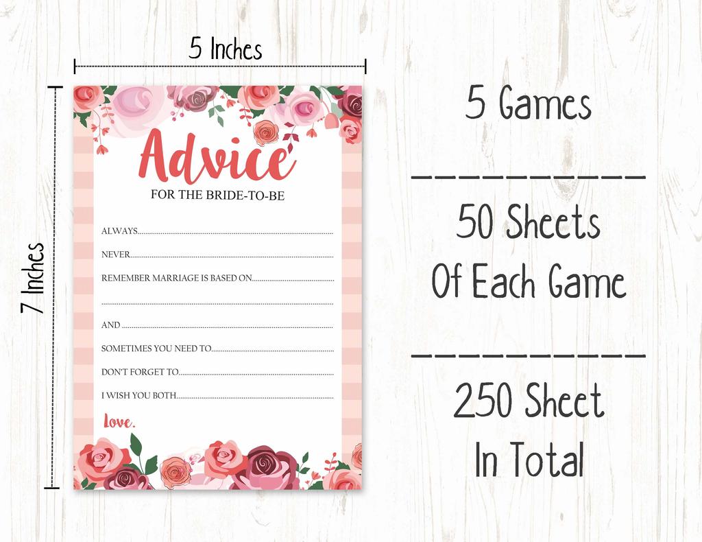 Inkdotpot Bachelorette Party Games Set Bundle of 5 (Activities for 50 Guests) Floral Theme Fun Bridal Shower Games Set