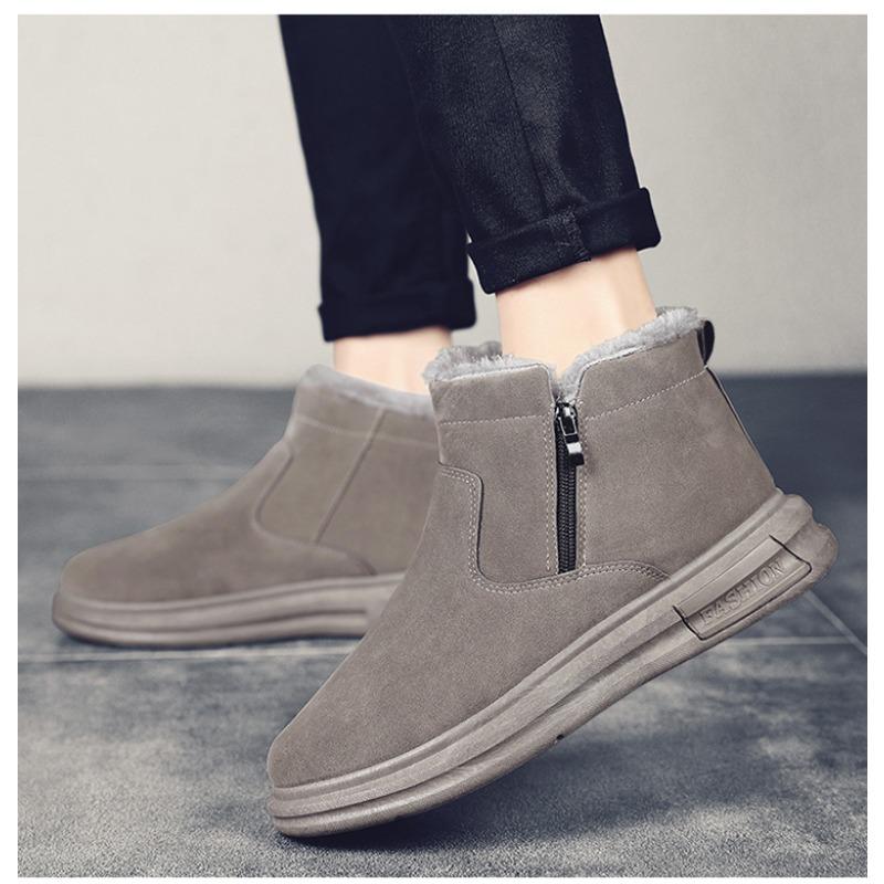Men's Winter Warm-Lined Thickened Casual Outdoor Snow Boots, Fashionable Cold-Weather Footwear.