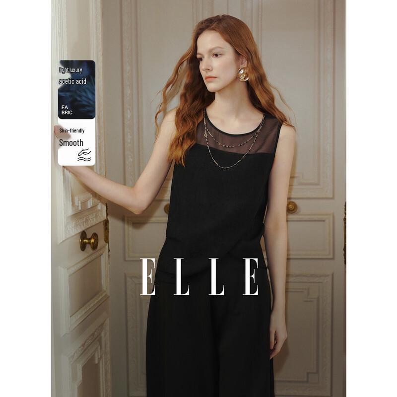 ELLE Women s 100% Acetate Irregular Sleeveless Top L