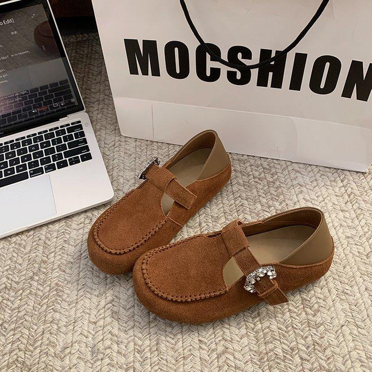 European niche frosted Piboken shoes women's 2025 new retro and comfortable two-wear casual shoes versatile soft-soled single shoes