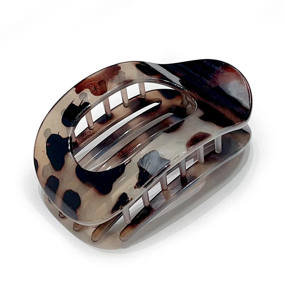 Fashion Oval Hair Claw Clip for Women New Design Leopard Matte Curved Flat Styling Barrettes Acrylic Lying Down Hair Accessories