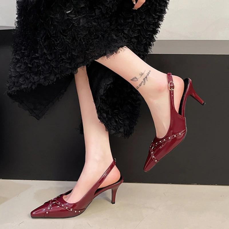 Pointed Toe Women Sandals Sexy High Heels Shoes Luxury New Slippers 2025 Summer Brand Slingback Pumps Mujer De Zapatos