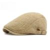 Unisex Big Head Friendly Linen Look Flat Cap Spring Summer Breathable Ivy Cap Adjustable Retro British Beret Cabbie Hat