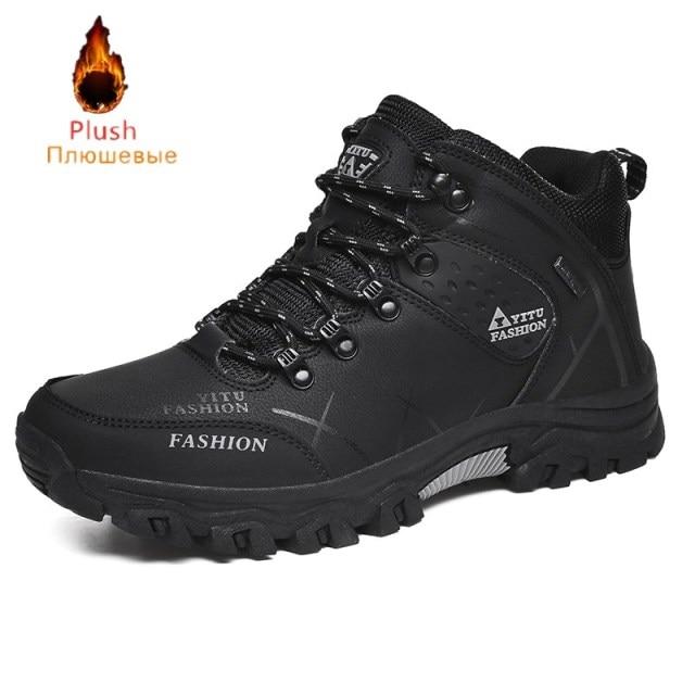 Winter Hiking Shoes Men Snow Boots Anti -Collision Leather Sneakers Waterproof Keep Warm Men 'S Casual Boots