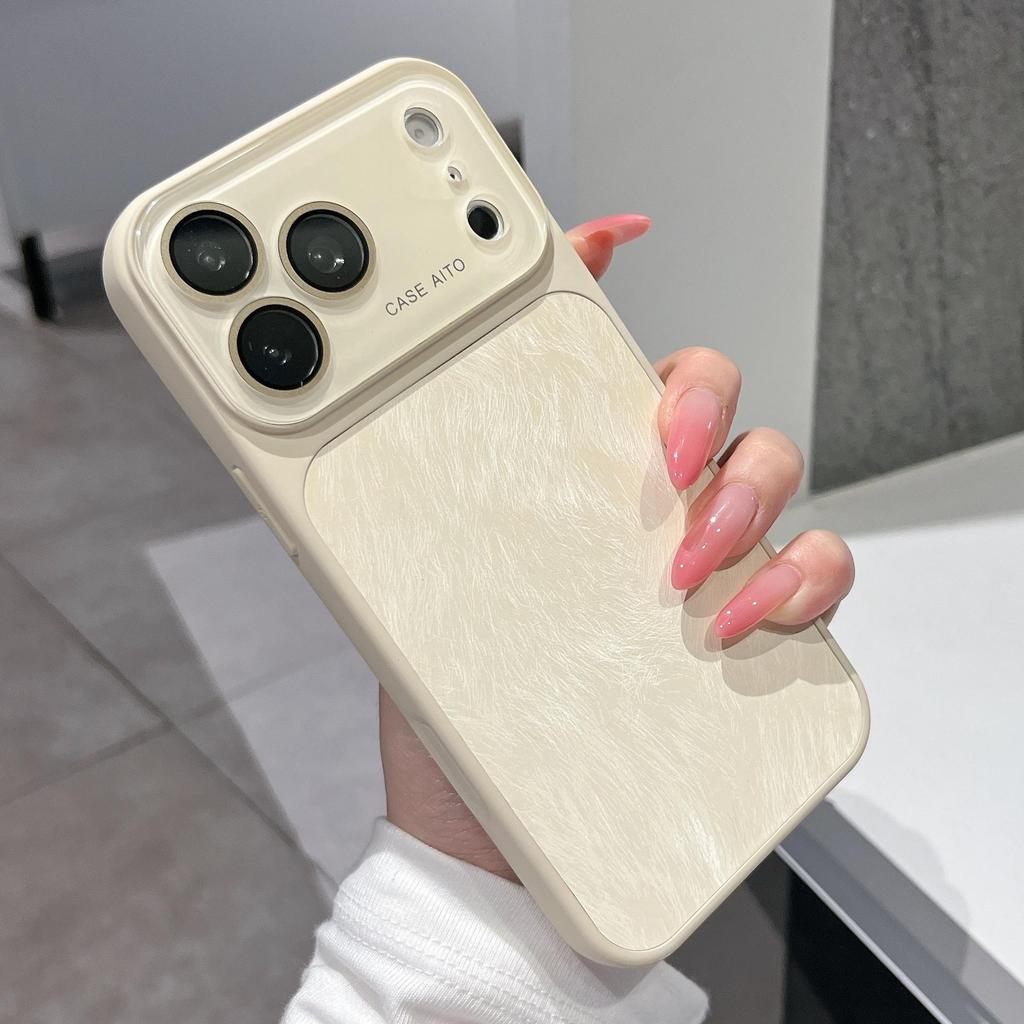 Handyhülle aus Chiffon mit Struktur für iPhone 14/15/16/17 Pro Max mit großem Sichtfenster