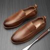 2025 Direct Supply Soft Surface Breathable One-pedal Loafers Men's Doudou Shoes Summer British Retro Casual Leather Shoes