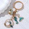 Ocean Pretty Fish Tail Starfish Shell Preal Enamel Keychain Sea Life Animal Key Ring For Women Girl Handmade Friend Gift Jewelry
