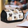 1pc Double Layer Flip Pencil Case - Pug In Different Poses, Large Capacity, Portable Polyester Pen Storage Bag with Zipper Closure, Ideal for School &