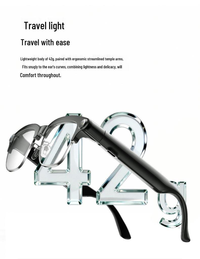 AI Smart Glasses with Metal Frame: 800W Camera, Video & Photo, Voice Recording, Translation, Music