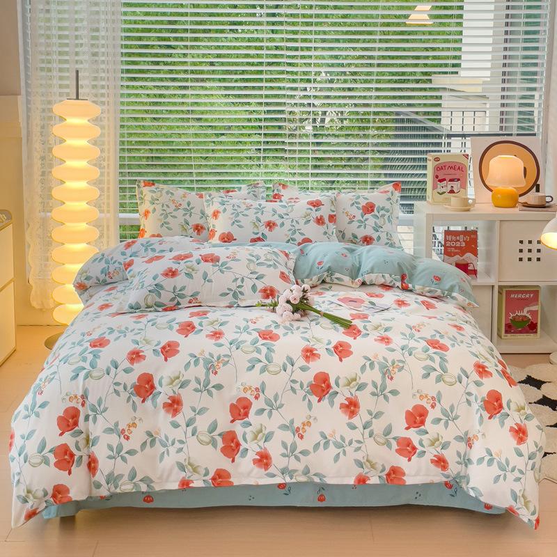Skin-friendly Cotton Plant Cashmere Thickened Sanded Four-piece Bedding Set Dormitory Three-piece Set Bed Sheet Quilt Cover