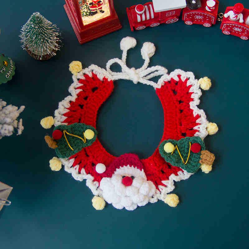 Handmade Knitted Wool Pet Scarf: Christmas Collar & Bib for Cats and Dogs