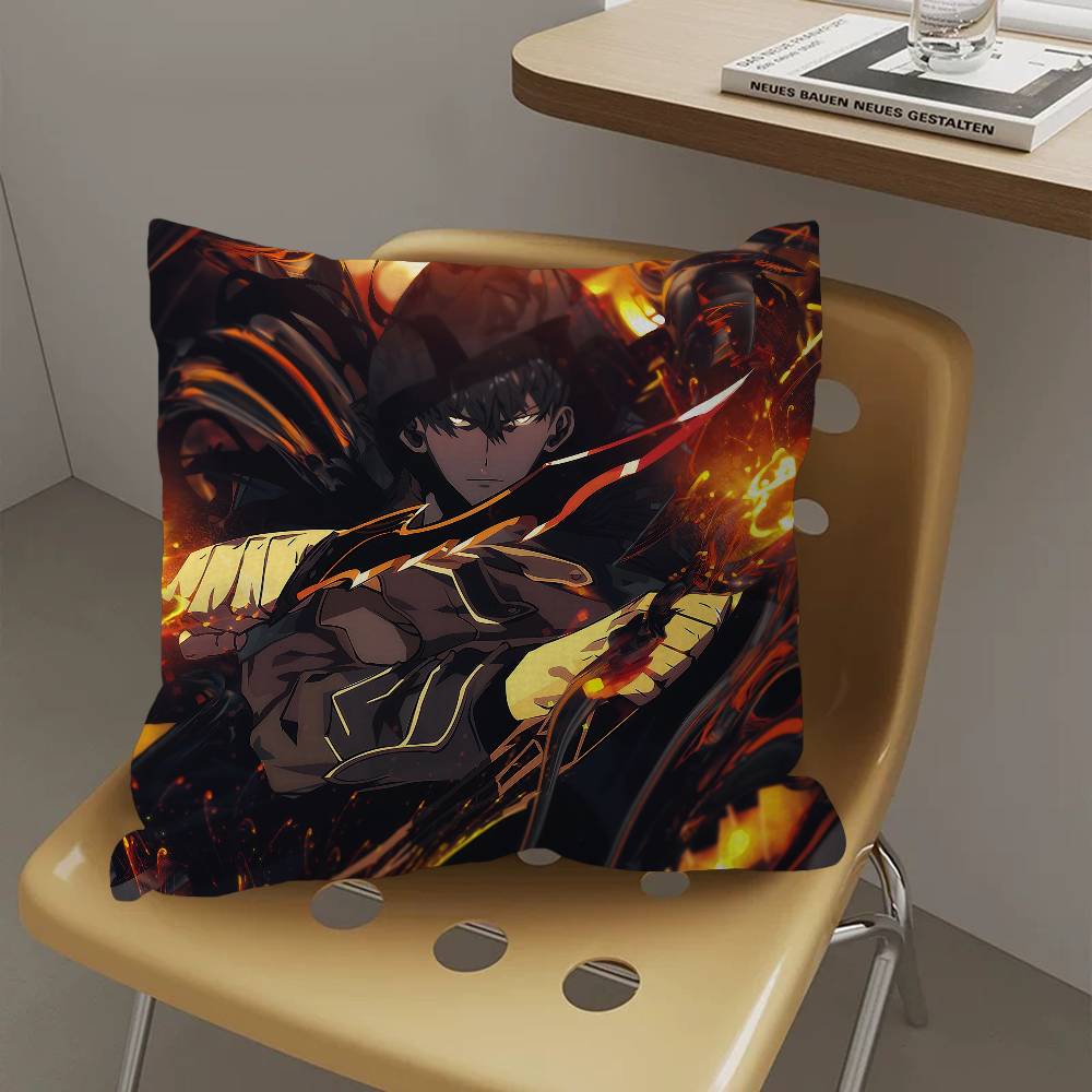 Oreiller Anime Solo Leveling Oreiller Anime Housse de Coussin de Tête de Canapé Lit Housse de Coussin 45x45 cm Mode