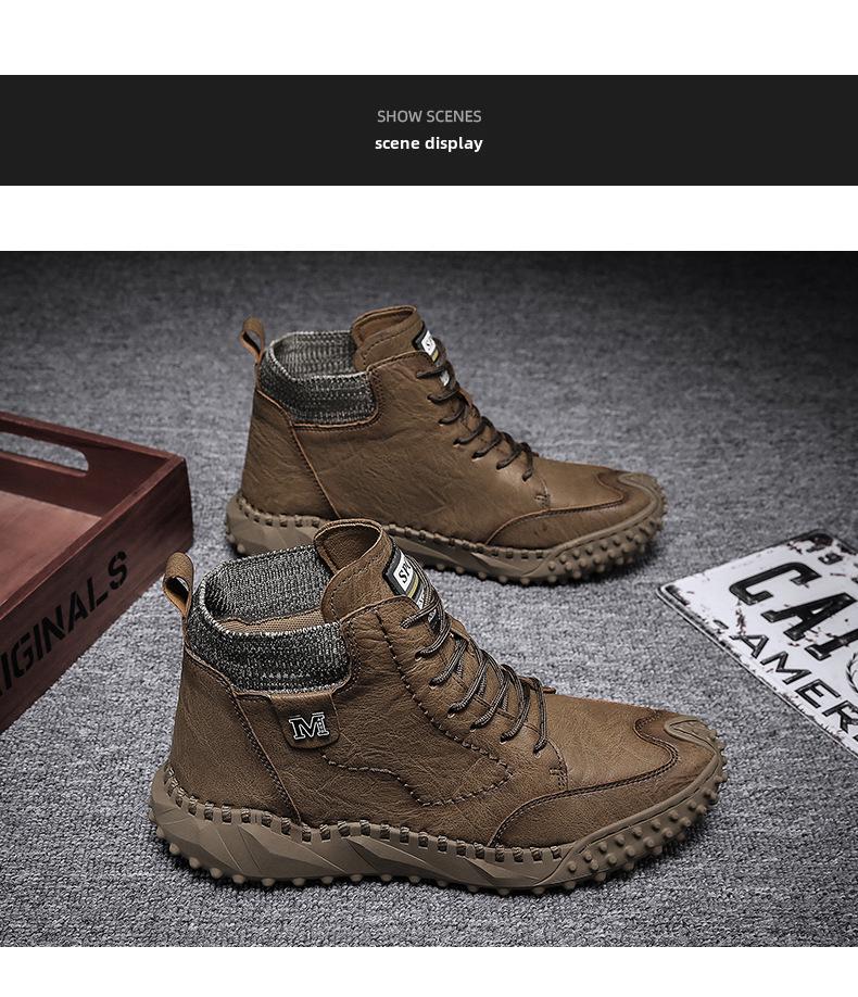 Men's 2024 Spring/Autumn Warm Velvet Martin High-Top Casual Boots