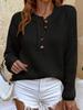 [Cozy Sweater] Soft & Comfortable Women's Cozy Pink Sweater | Casual Crew Neck, Long Sleeve Pullover for Fall/Winter, Button Details