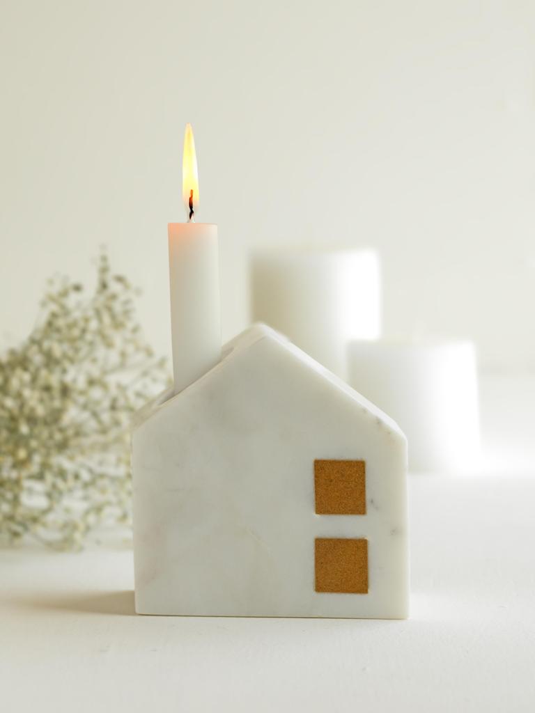 Marble House Candlestick Holder: Personalized Home Decor Gift
