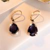 Charm Female Purple Water Drop Zircon Stone Hoop Earrings Gold Color Simple Wedding Jewelry For Women