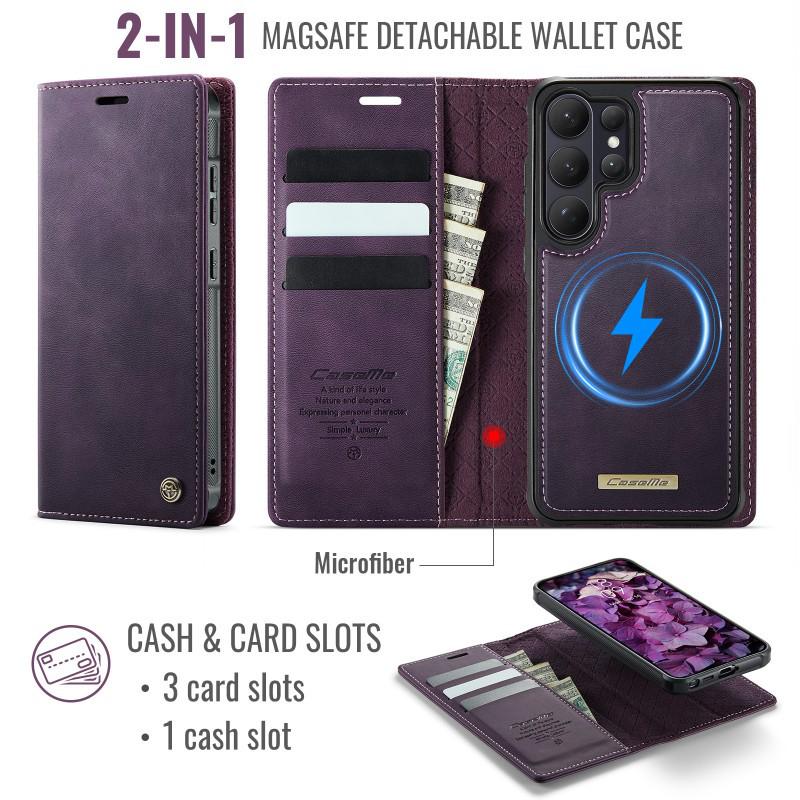 Magnetic Leather Case with Flip Cover for Samsung S26 ULTRA/S25 EDGE - MagSafe Wallet Style