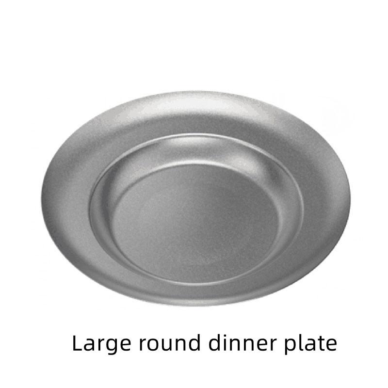 Vintage Western Style Steak Round Tray 304 Stainless Steel Solid Spaghetti Oval Plate Outdoor Dessert Square Plate Tableware