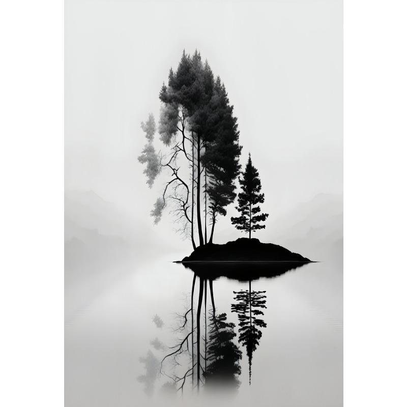 

Минималистичный черно-белый горный пейзаж с деревом и вороной, принт, холст, абстрактное настенное искусство, декор для гостиной, дома 21cm×30cm NoFrame