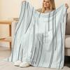 Year-Round Flannel Blanket - Thick Warm Soft Breathable Minimalist Stripes, Single Throw for Home, Office Napping, Guest Room, Christmas & Halloween