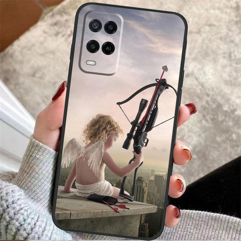 Angel Cupid Art Paint Case For Oppo A57 A17 A77 A40 A78 A54 A74 A94 A76 A16 A96 A18 A60 A80 A38 A58 A98 A15 A5 Pro