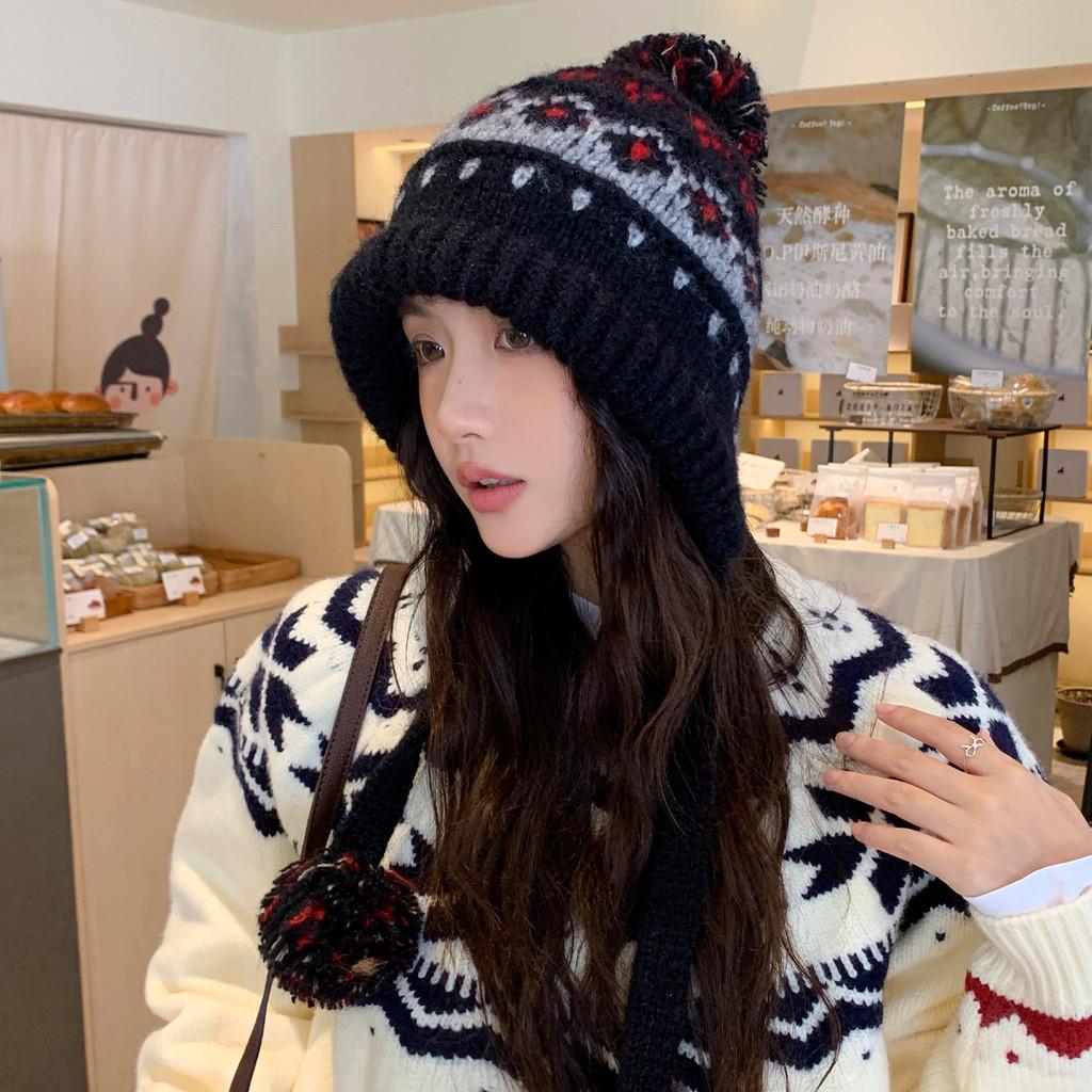 Vintage Knit Beret Wool Blend Warm Hat For Autumn Winter Women