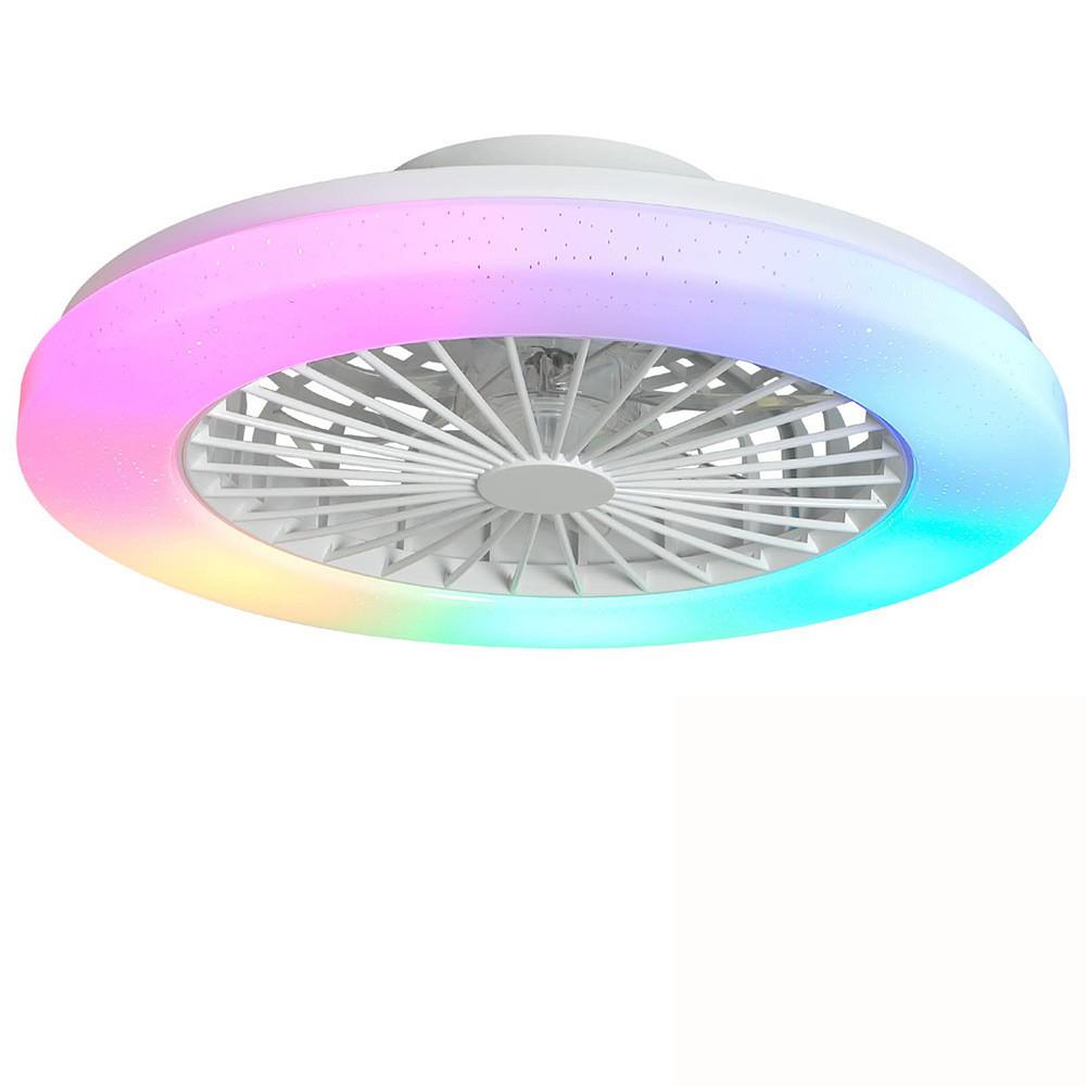 Бытовой потолочный вентилятор RGB с подсветкой Bluetooth с переменной частотой, лампа для спальни, современный минималистичный потолочный вентилятор со светом 50 см