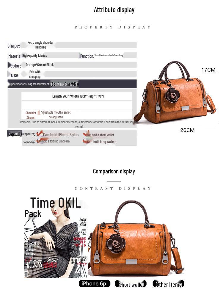 Women's 2025 Spring Retro Crossbody Boston Pillow Handbag