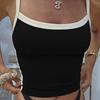 Canottiera Crop da Donna Aderente Senza Maniche Basic con Schiena Scoperta e Spalline Sottili per Uso Quotidiano