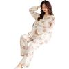 MiiOW Maternity Wear [With Chest Pads, 100% Pure Cotton] Long-Sleeve Nursing Pajamas for Women, Adjustable Waistband for Pre And Post Pregnancy