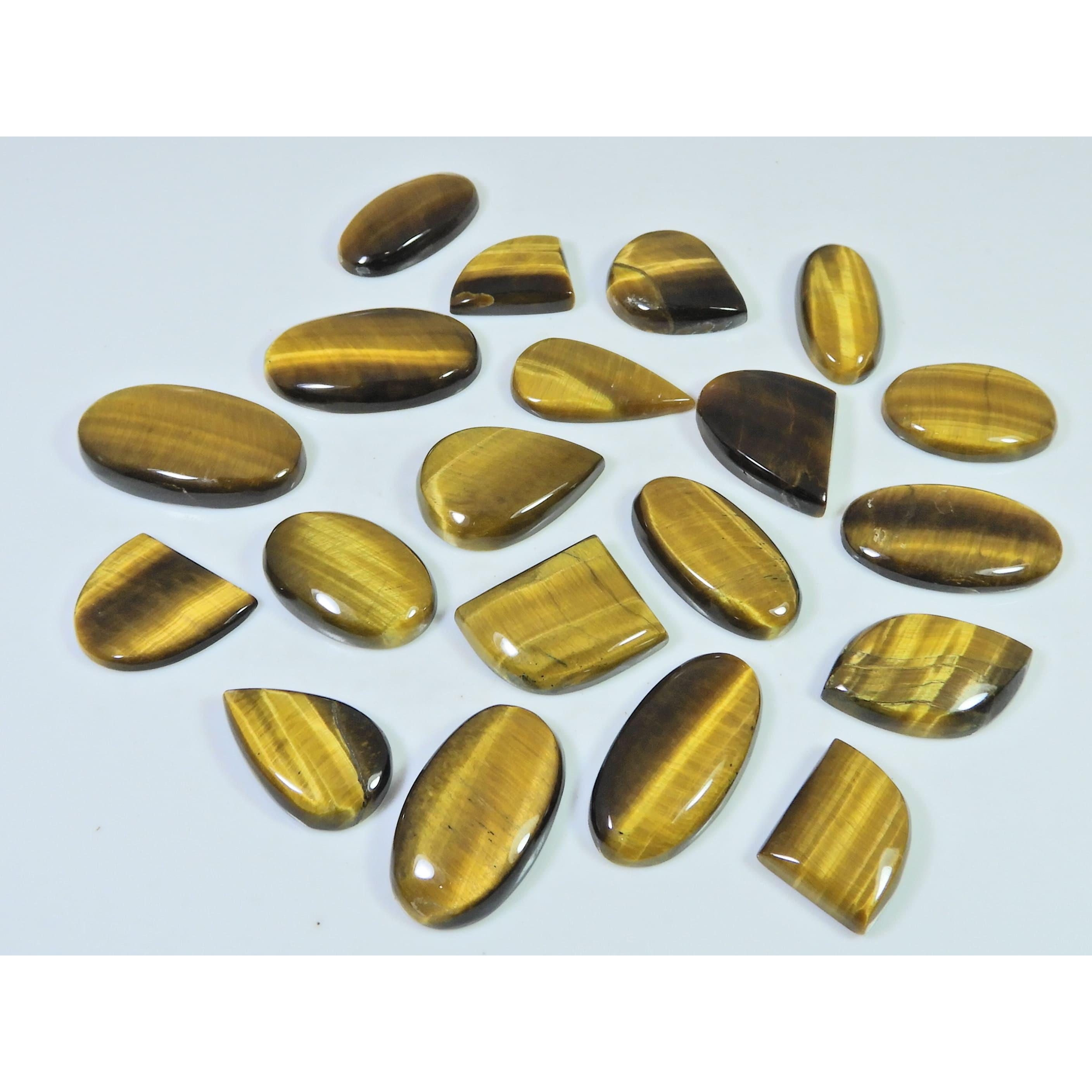 20Pcs Natural Brown Tiger eye Mix Shape Cabochon Loose Gemstone 290Cts. Lot C-2484