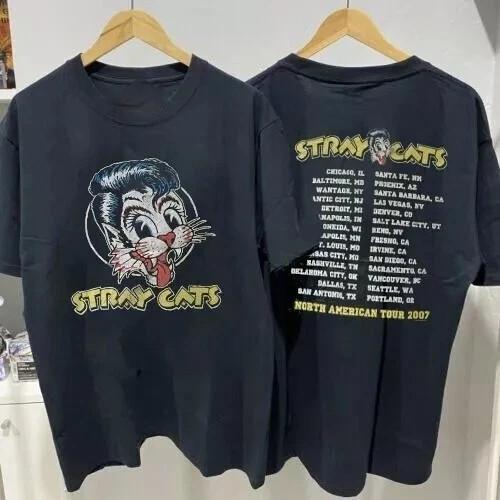 Stray Cats Shirt Stray Cats Tour 2007 2 Side Black T-shirt Unisex S-5XL Unisex T-Shirt XXXL