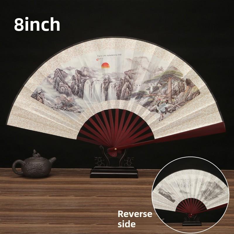 8-Zoll-Faltfächer im chinesischen Stil: Retro-klassisches Hanfu-Design für Jungen