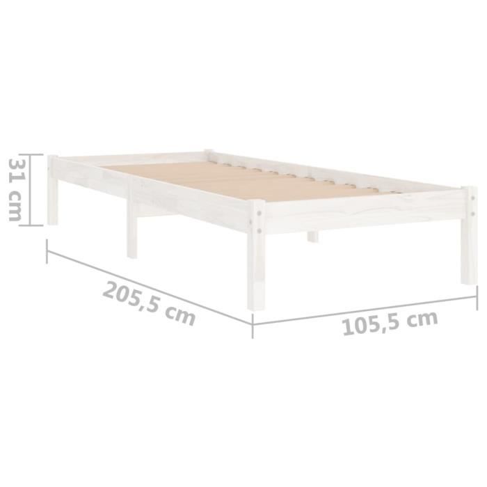 VidaXL Cadre de lit Blanc Bois de pin massif 100x200 cm
