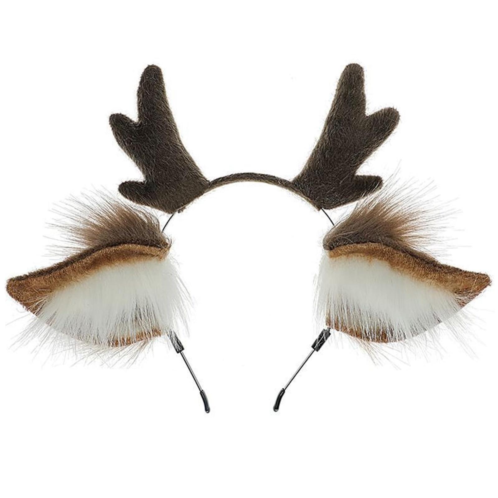 

Plush reindeer headband, Christmas antler hair accessories, ladies cosplay deer headdress хакі