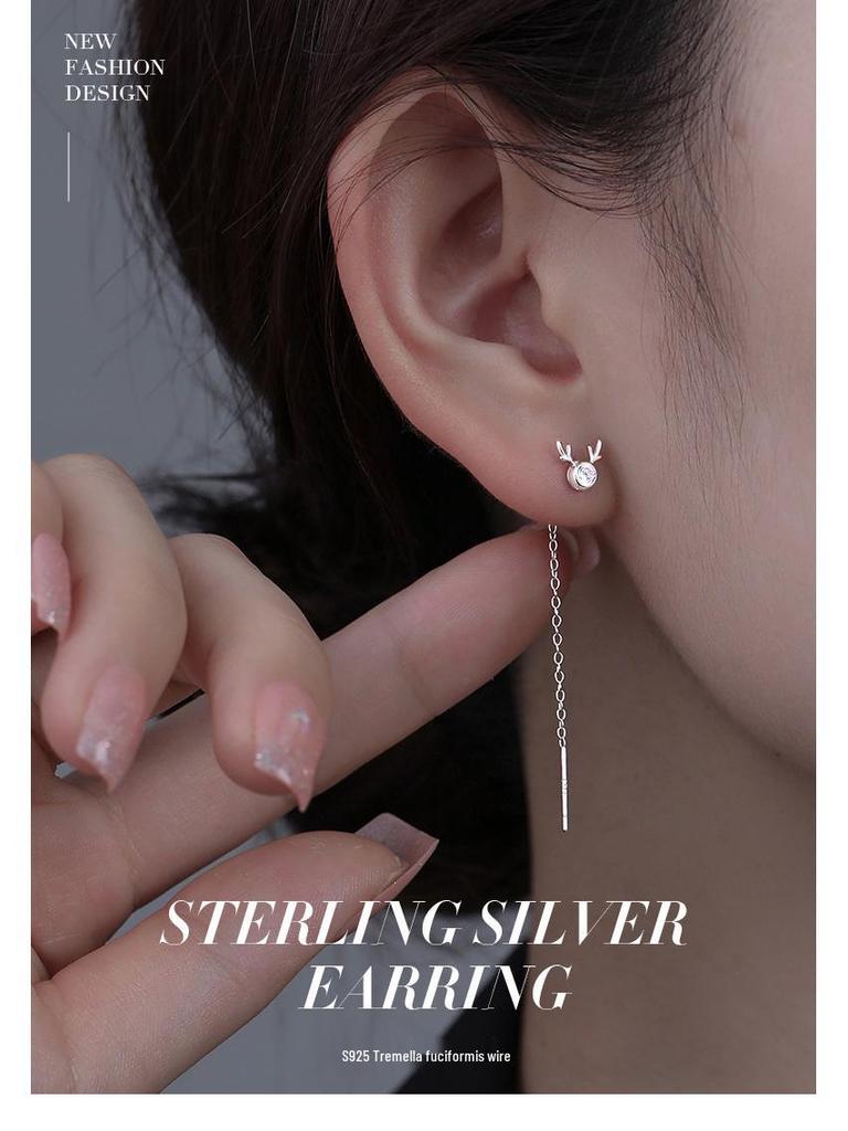 Náušnice s třásněmi Banyan Tree S925 Stříbro Paroh s vsazenými diamanty - Dámská vánoční edice.