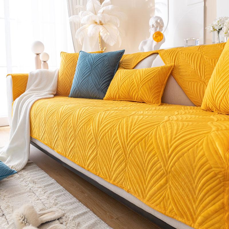 Modern Plush 3 Seater Couch Cover Quilted Sofa Slipcover Solid Velvet Single Chair Loveseat Covers Non-slip for Living Room