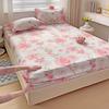 Pink Blooming Flowers Pattern Fitted Sheet Set 3Pcs Romantic Skin Friendly Comfortable Soft Mattress Cover with Elastic Band