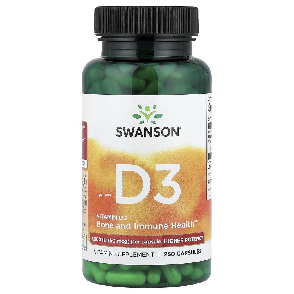 Vitamin D3, 2,000 Iu, 250 Capsules