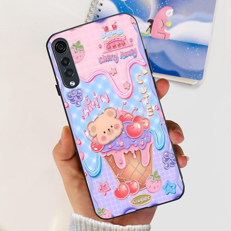 For LG Velvet 5G 4G / Velvet 5G UW Case Cute Cartoon Panda Flower Luxury Soft Silicon Phone Case Back Cover Capas