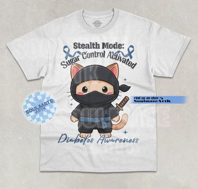 Diabetes Ninja T-Shirt Sugar Control Activated Diabetes Awareness Graphic Shirt S
