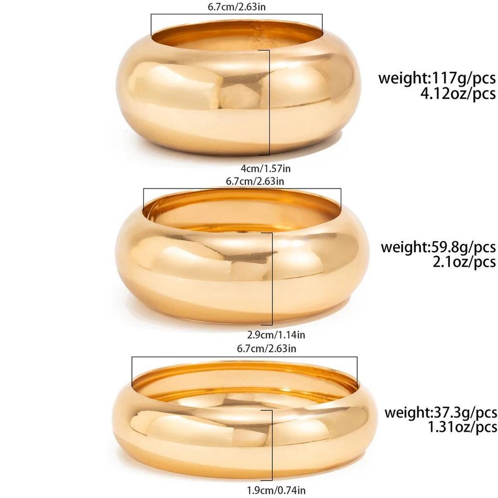 IngeSight.Z 3 Styles Punk Gold Color Smooth Wide Bangle Women Creative Hyperbole Round Geometric Bracelet Steampunk Jewelry Gift