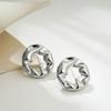 Simple Round Hollow Stud Earrings for Women Fashion Gold Plated Irregular Fold Texture Geometric Earring Trendy Jeweley Gift