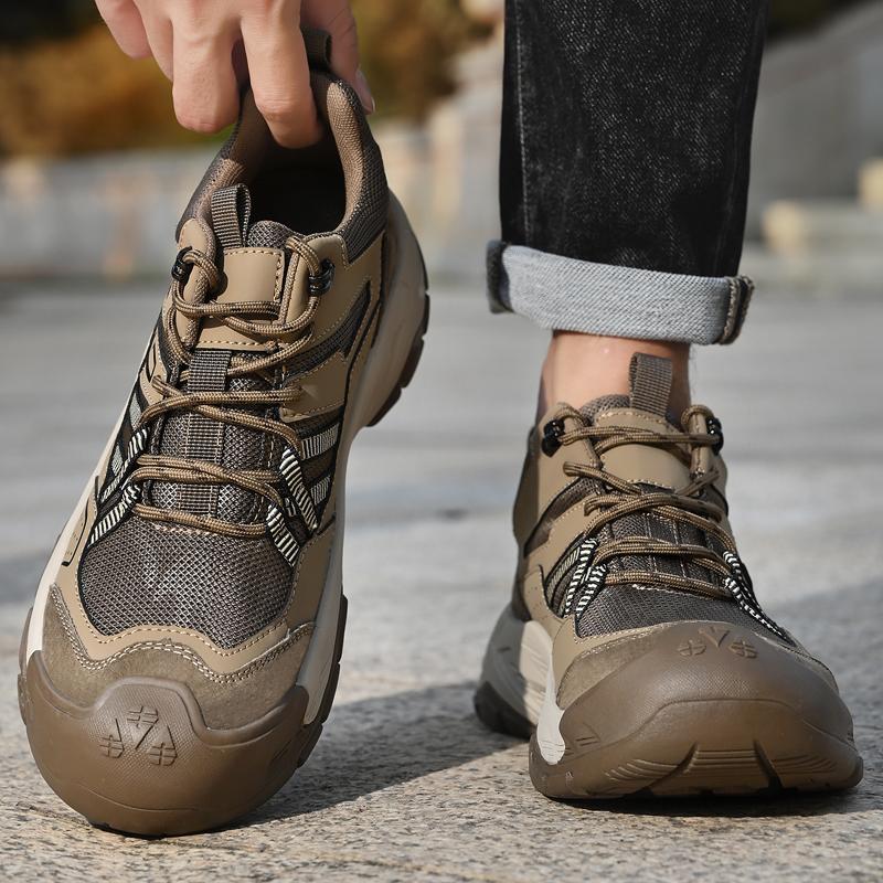 Fashion Classic Outdoor Men Cowhide Sports Shoes Lace-Up Real Leather Sneakers Non-slip Walk Footwear High Quality Male Treking Footwear