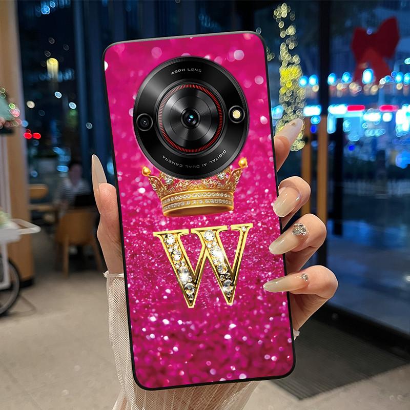 Shockproof Soft Phone Case For ZTE Blade A75 5G/ Nubia Focus 5G Bright Color and Attractive Crown Letter Pattern Casing