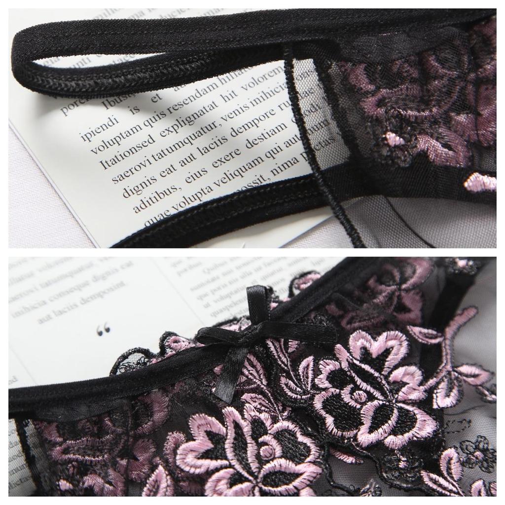 Sexy Lingerie Women's Underwear Embroidered Hollow Mesh Seductive Thong Panties Underpants G Strings Crotchless Bandage Underwear Lingerie for Women