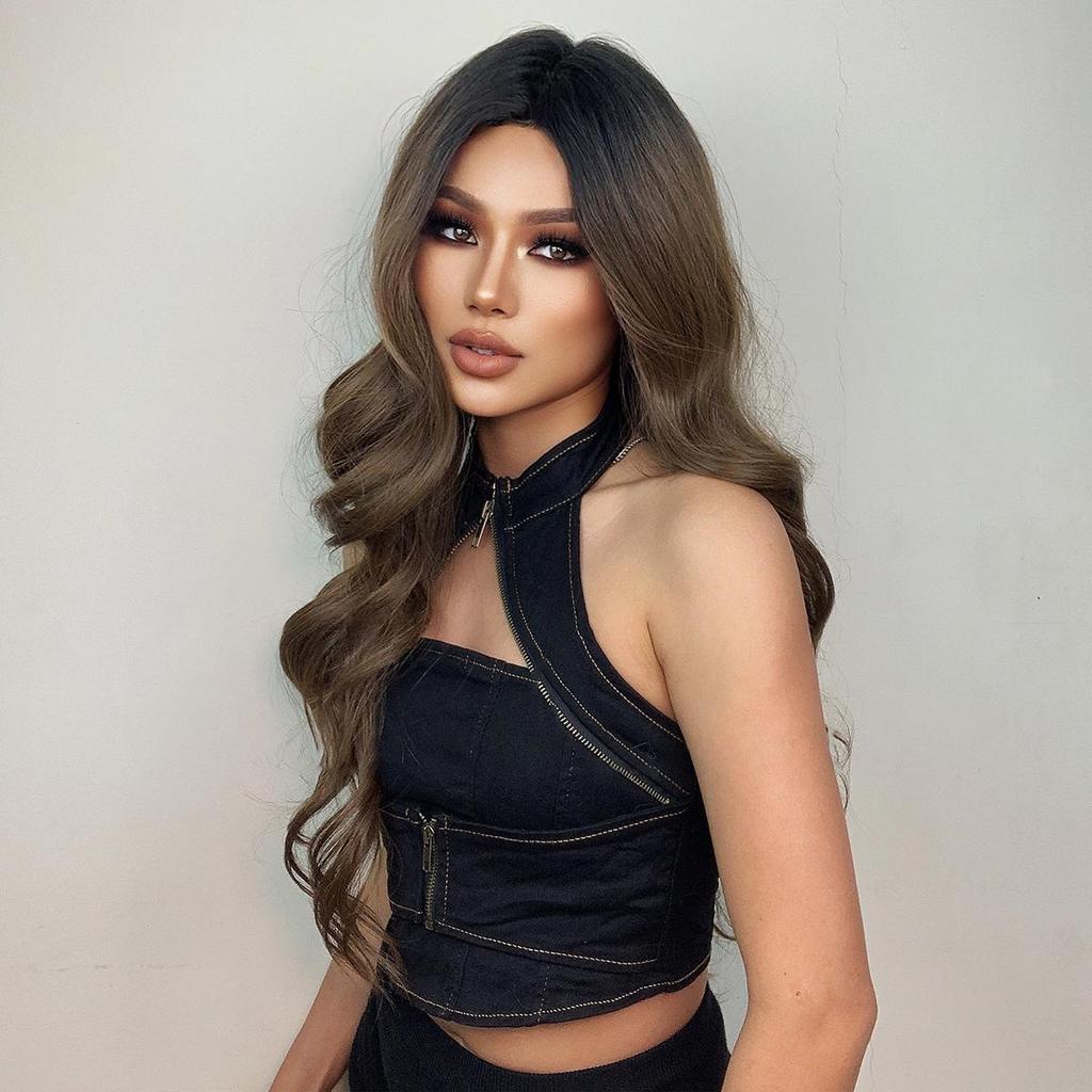 Women's 66cm Hair Simulation Hair Lace Wig Light Brown Hair Rose Hair Net Headwear Full Headwear Pure Hand Woven Carney Kanekalon Wig