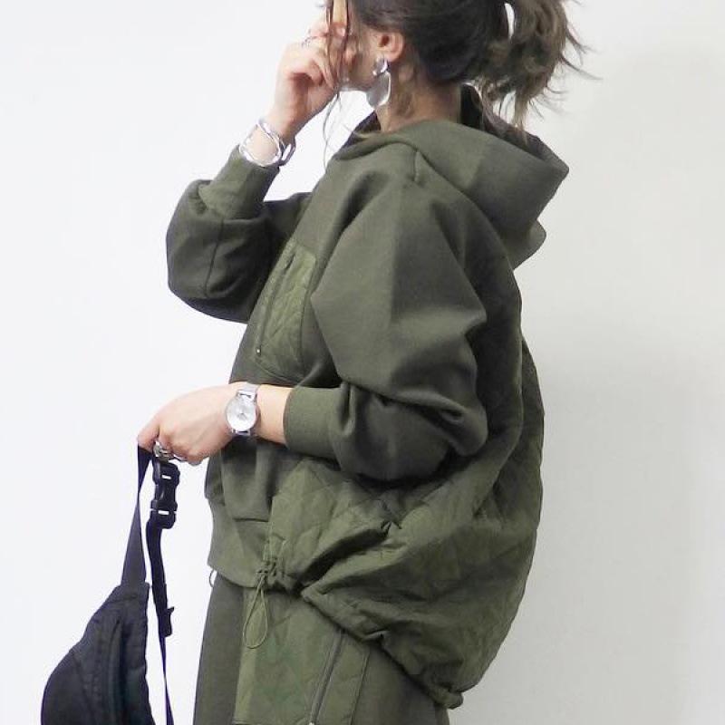 2024 Herbst/Winter Patchwork Sweatshirt & A-Linien Midirock Zweiteiler